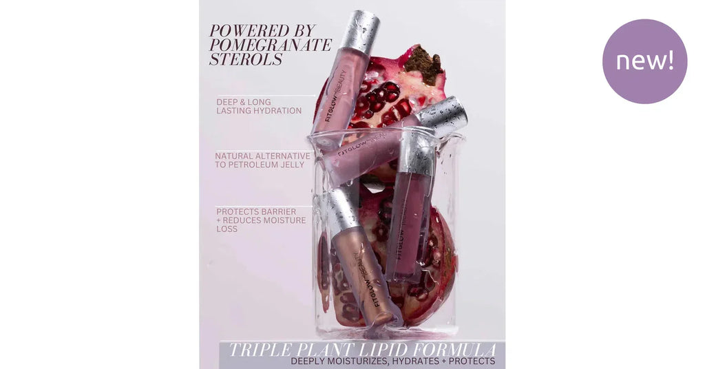 Fitglow Lip Colour Serum with Pomegranate Sterols for Hydration and Protection.